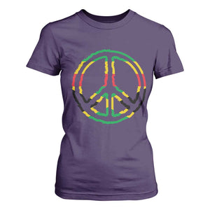 Rasta Jamaican Flag Peace Symbol Reggae T Shirt For Women TS11 Purple Print Your Wear