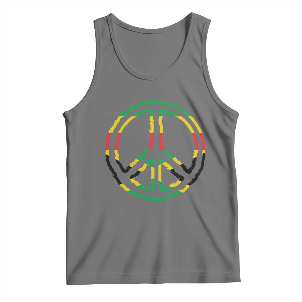 Rasta Jamaican Flag Peace Symbol Reggae Tank Top TS11 Black Heather Print Your Wear