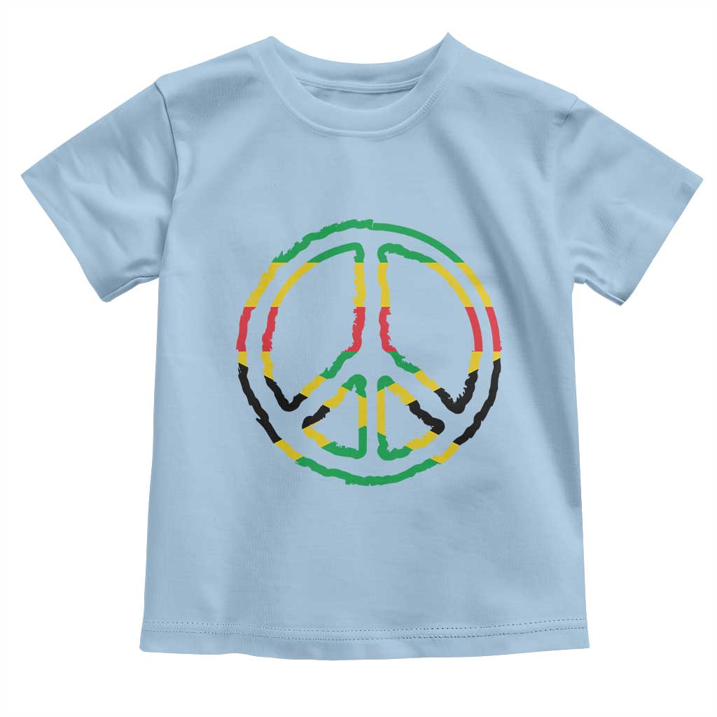 Rasta Jamaican Flag Peace Symbol Reggae Toddler T Shirt TS11 Light Blue Print Your Wear