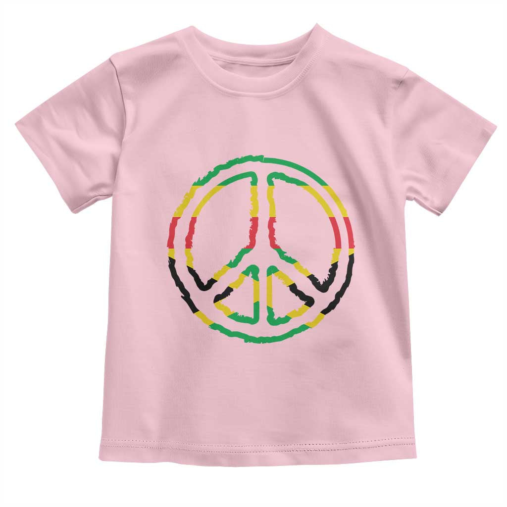 Rasta Jamaican Flag Peace Symbol Reggae Toddler T Shirt TS11 Light Pink Print Your Wear