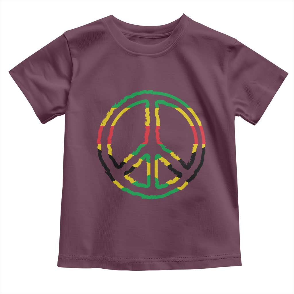 Rasta Jamaican Flag Peace Symbol Reggae Toddler T Shirt TS11 Maroon Print Your Wear
