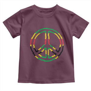 Rasta Jamaican Flag Peace Symbol Reggae Toddler T Shirt TS11 Maroon Print Your Wear