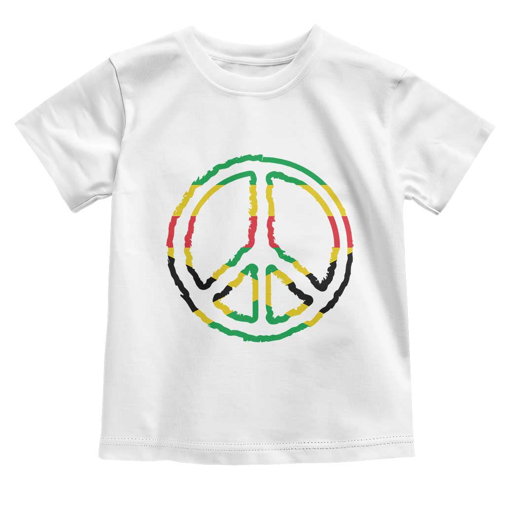 Rasta Jamaican Flag Peace Symbol Reggae Toddler T Shirt TS11 White Print Your Wear