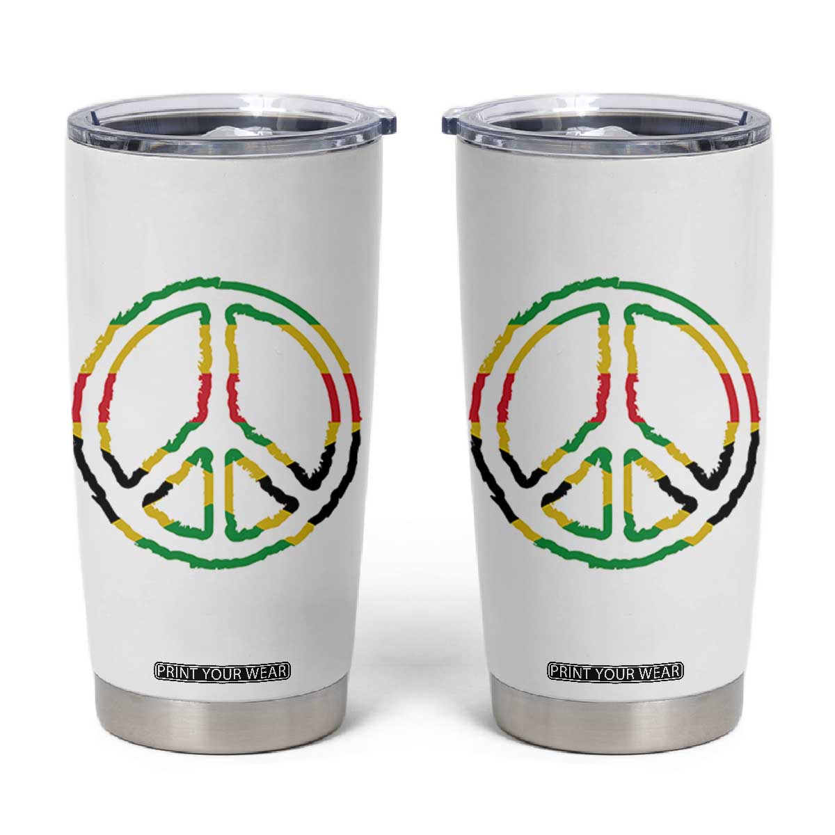 Rasta Jamaican Flag Peace Symbol Reggae Tumbler Cup TS11 White Print Your Wear