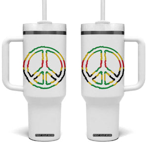 Rasta Jamaican Flag Peace Symbol Reggae Tumbler With Handle TS11 One Size: 40 oz White Print Your Wear