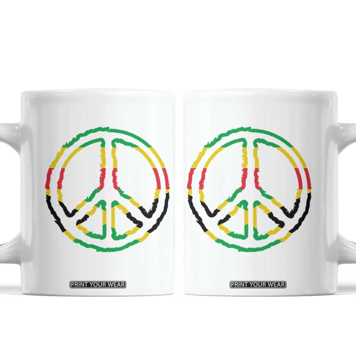 Rasta Jamaican Flag Peace Symbol Reggae Coffee Mug TS11 White Print Your Wear