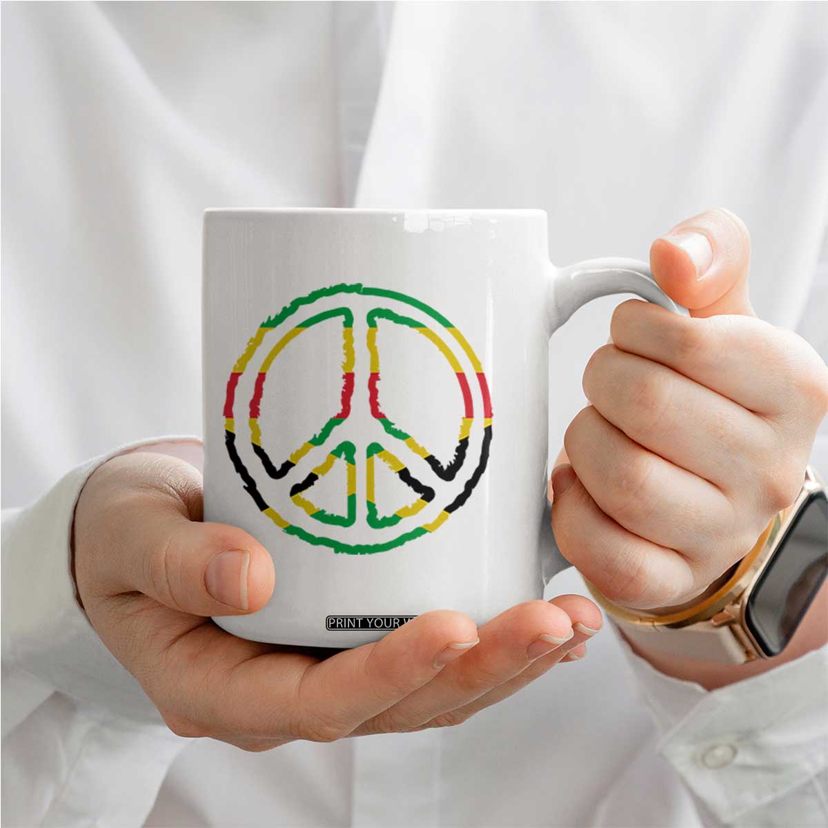 Rasta Jamaican Flag Peace Symbol Reggae Coffee Mug TS11 Print Your Wear