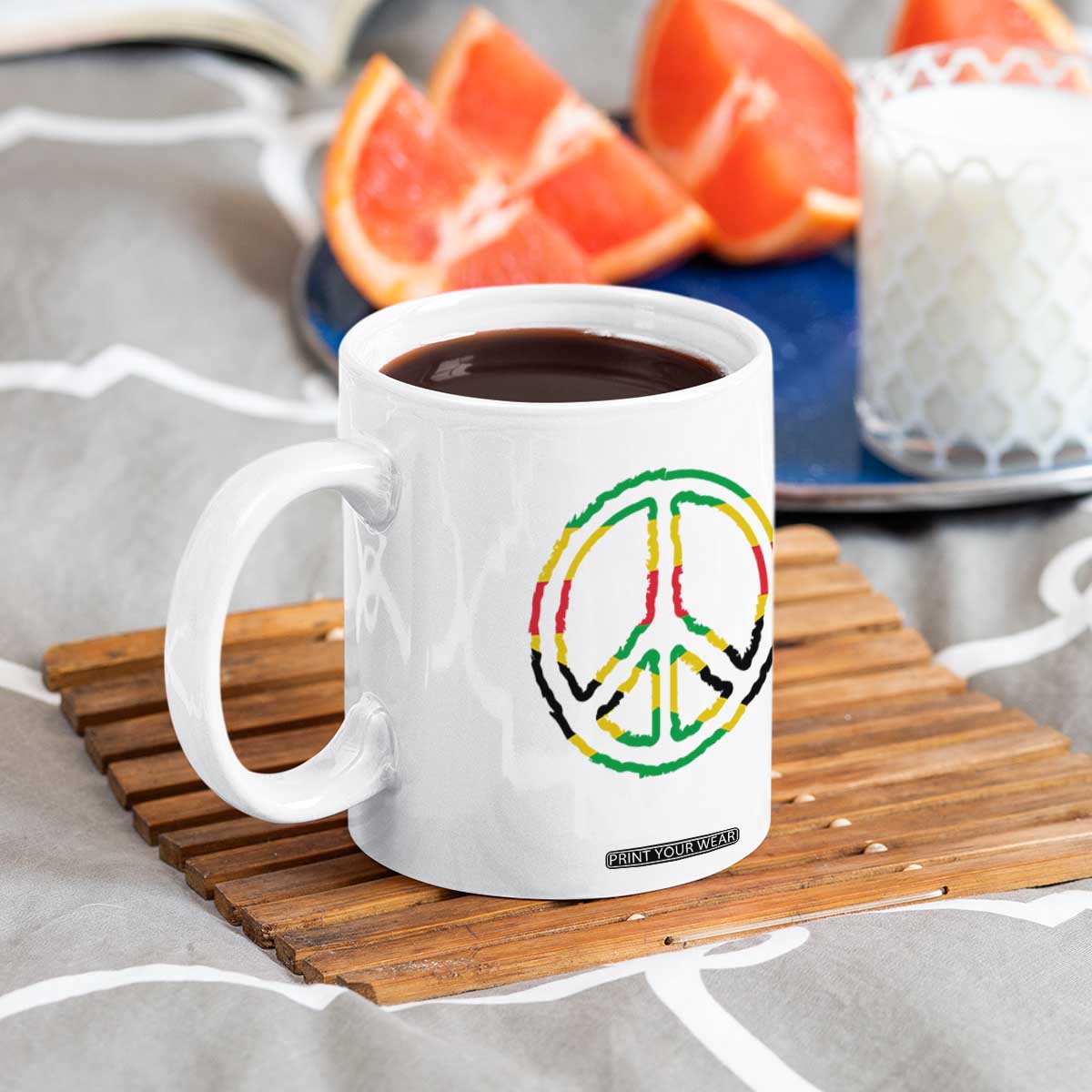 Rasta Jamaican Flag Peace Symbol Reggae Coffee Mug TS11 Print Your Wear