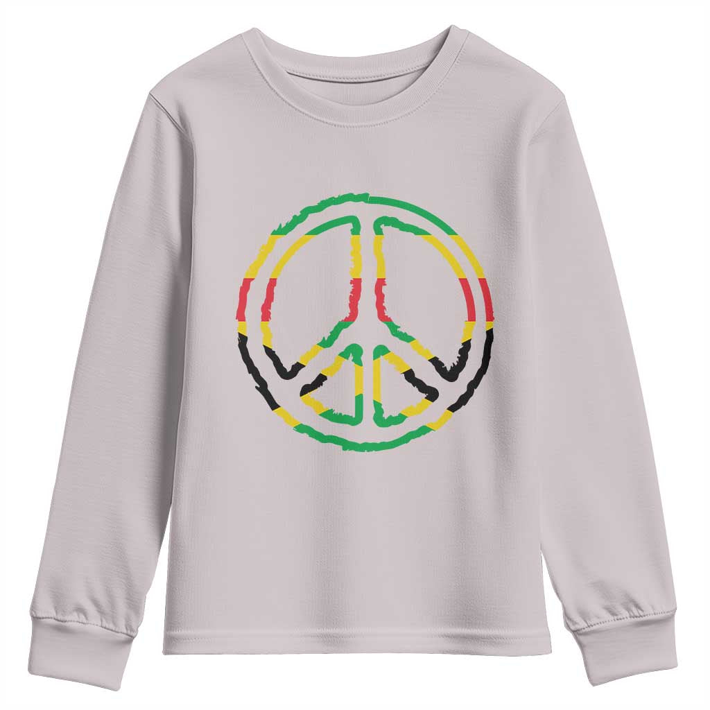 Rasta Jamaican Flag Peace Symbol Reggae Youth Sweatshirt TS11 Ice Gray Print Your Wear
