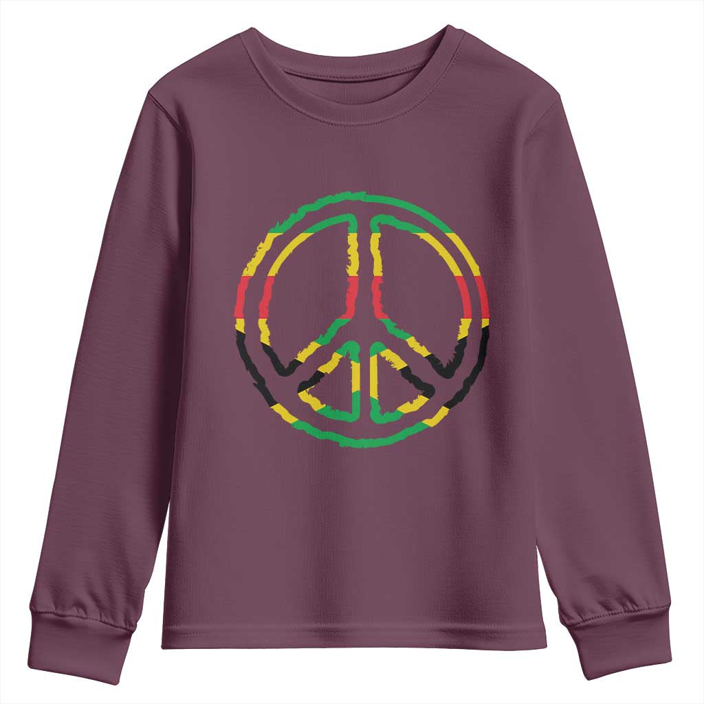 Rasta Jamaican Flag Peace Symbol Reggae Youth Sweatshirt TS11 Maroon Print Your Wear