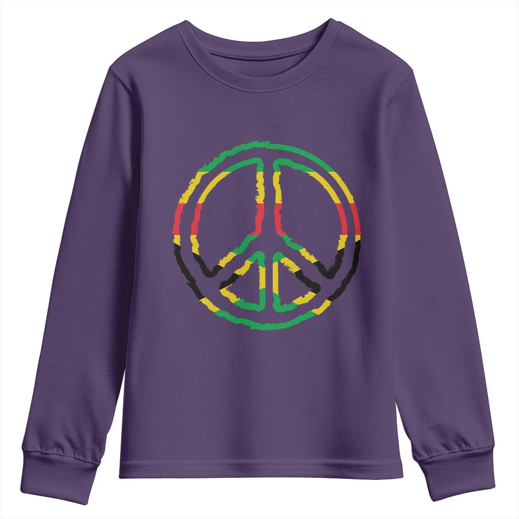 Rasta Jamaican Flag Peace Symbol Reggae Youth Sweatshirt TS11 Purple Print Your Wear