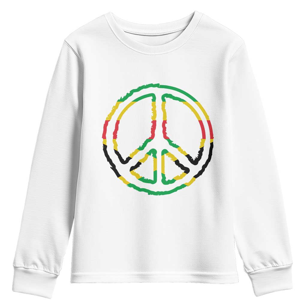 Rasta Jamaican Flag Peace Symbol Reggae Youth Sweatshirt TS11 White Print Your Wear