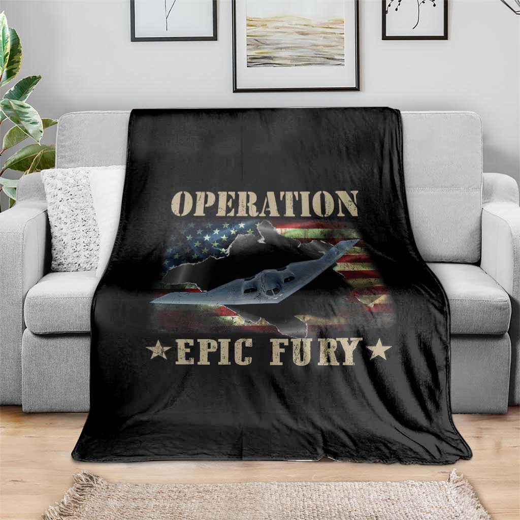 Operation Epic Fury Throw Blanket Military Bomber Jet American Flag TS11 Print Your Wear
