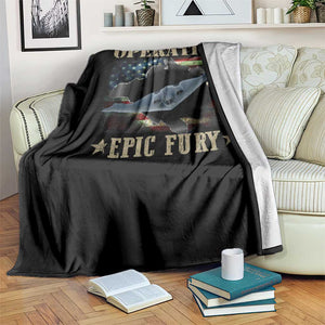 Operation Epic Fury Throw Blanket Military Bomber Jet American Flag TS11 Print Your Wear