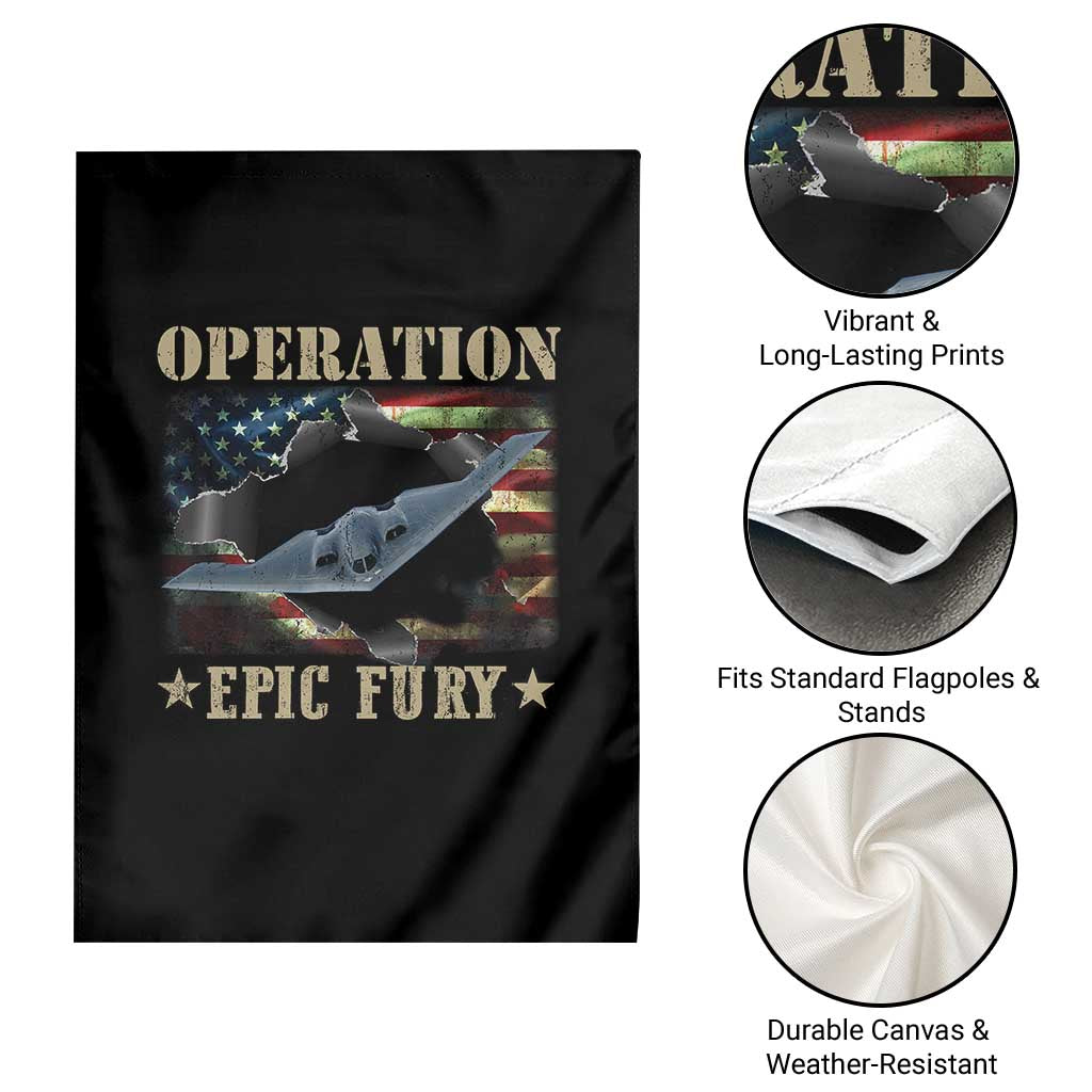Operation Epic Fury Garden Flag Military Bomber Jet American Flag TS11 Print Your Wear