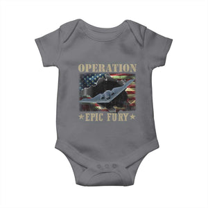 Operation Epic Fury Baby Onesie Military Bomber Jet American Flag TS11 Charcoal Print Your Wear
