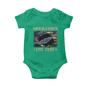 Operation Epic Fury Baby Onesie Military Bomber Jet American Flag TS11 Irish Green Print Your Wear