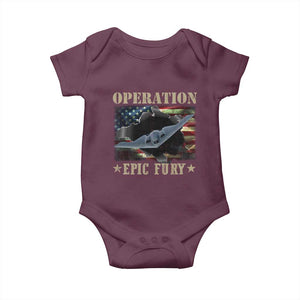 Operation Epic Fury Baby Onesie Military Bomber Jet American Flag TS11 Maroon Print Your Wear