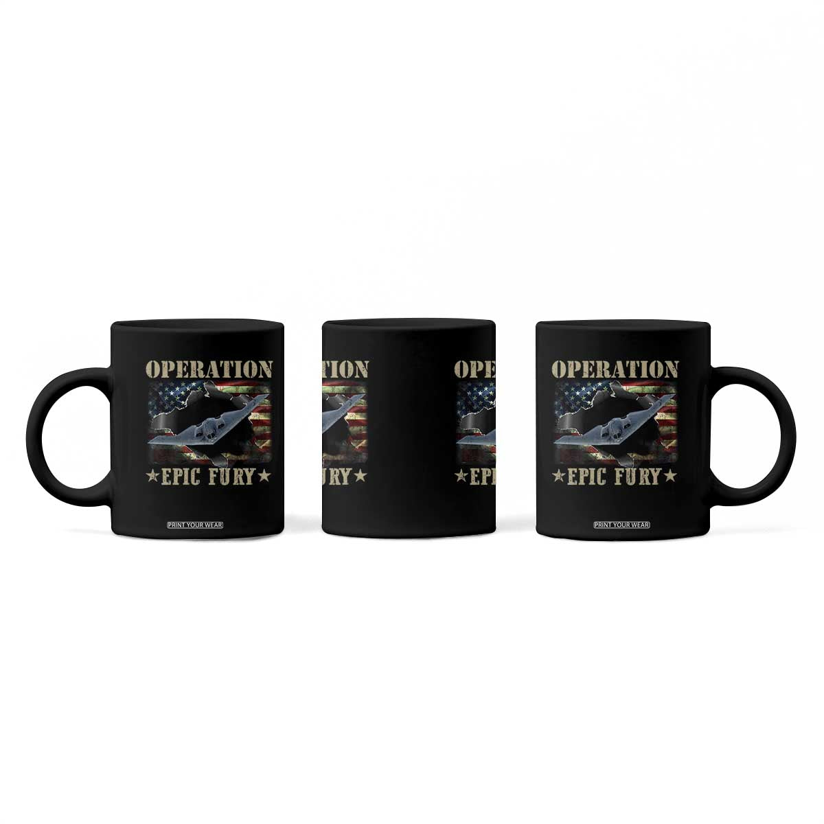 Operation Epic Fury Coffee Mug Military Bomber Jet American Flag TS11 Print Your Wear