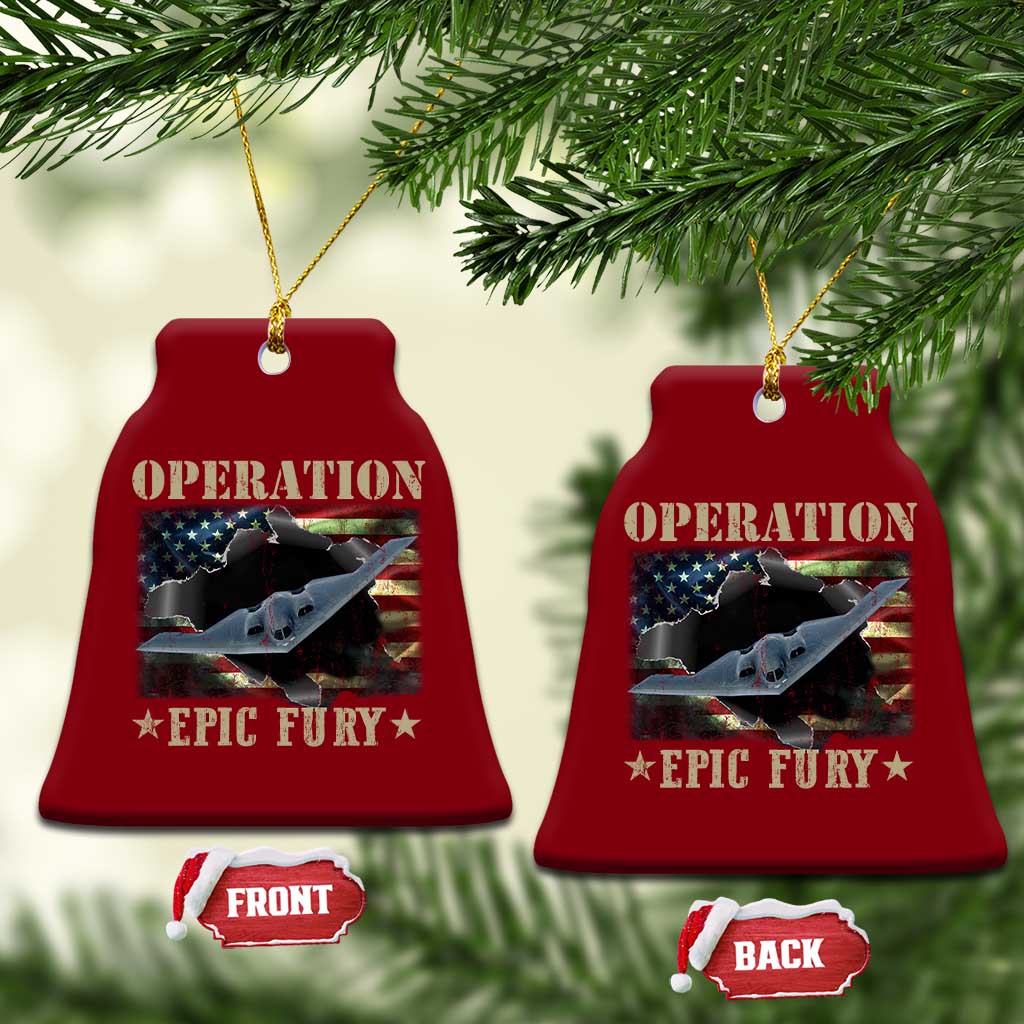 Operation Epic Fury Ceramic Ornament Military Bomber Jet American Flag TS11 Print Your Wear