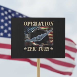 Operation Epic Fury Protest Sign Military Bomber Jet American Flag TS11 Horizontal 18" × 24" Black Print Your Wear