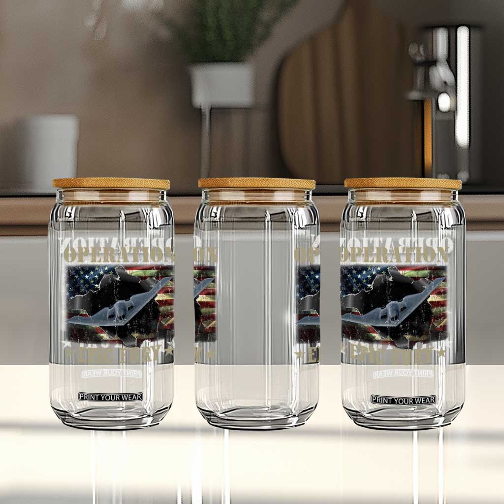 Operation Epic Fury Glass Can Military Bomber Jet American Flag TS11 Print Your Wear