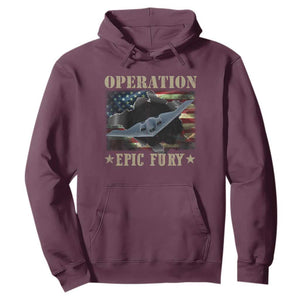 Operation Epic Fury Hoodie Military Bomber Jet American Flag TS11 Maroon Print Your Wear