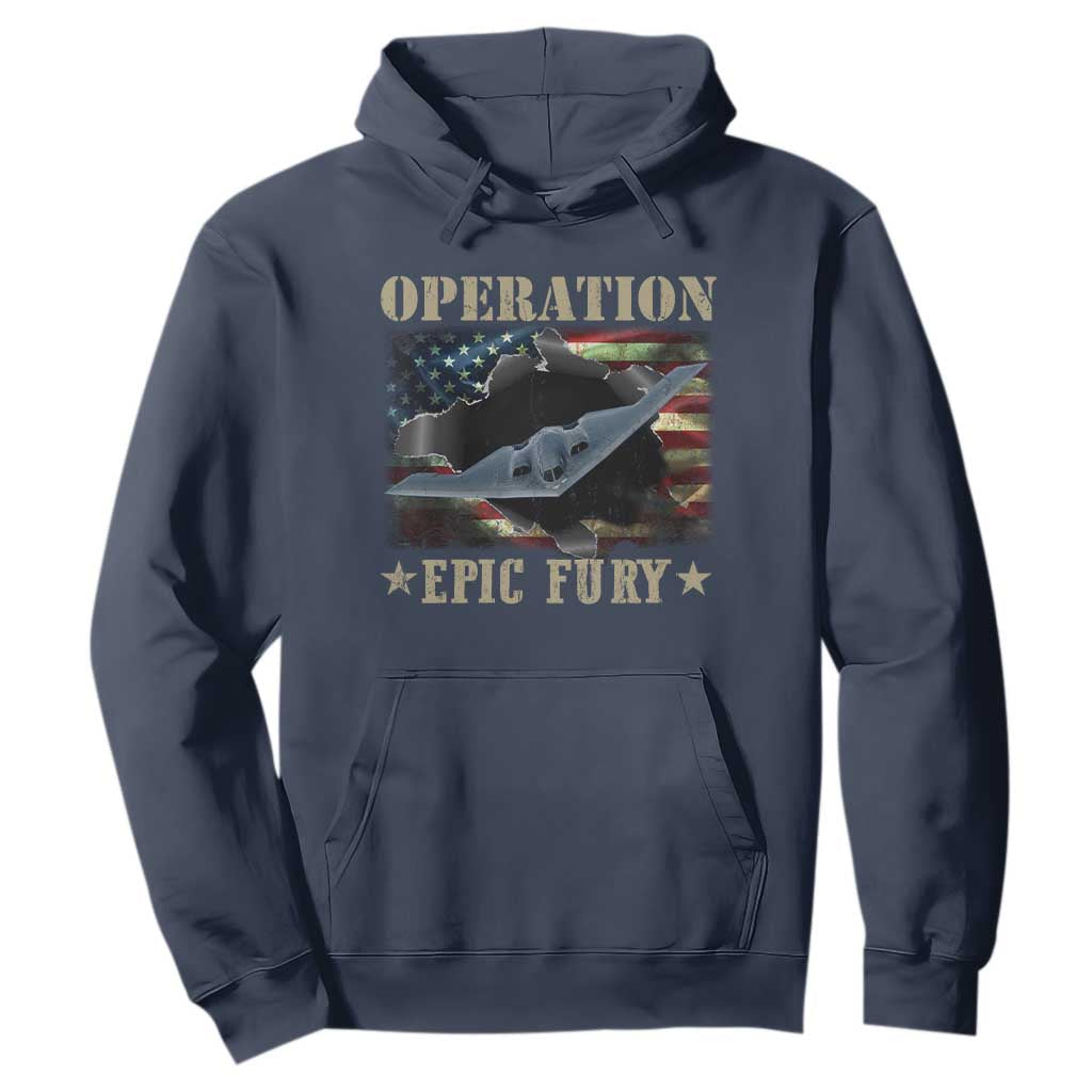 Operation Epic Fury Hoodie Military Bomber Jet American Flag TS11 Navy Print Your Wear