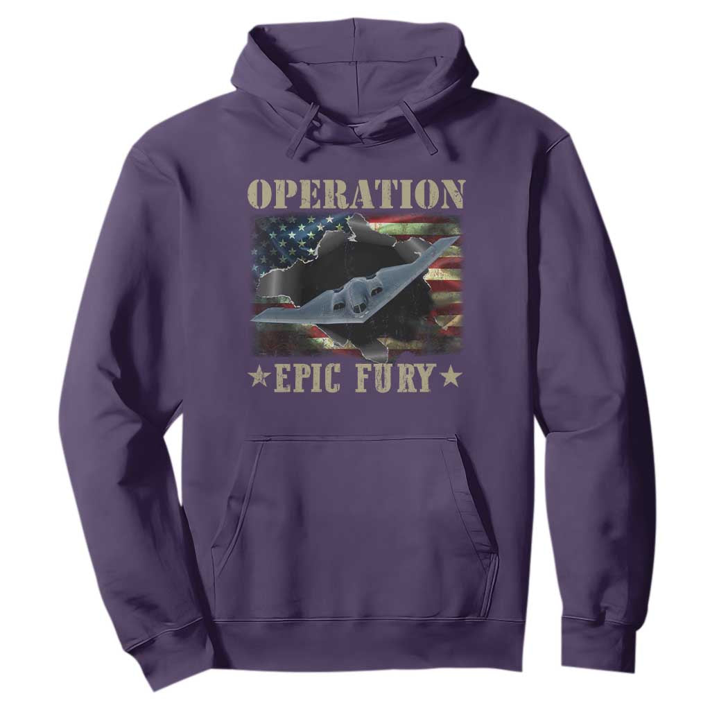Operation Epic Fury Hoodie Military Bomber Jet American Flag TS11 Purple Print Your Wear