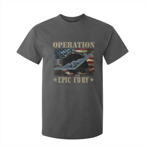 Operation Epic Fury T Shirt For Kid Military Bomber Jet American Flag TS11 Dark Heather Print Your Wear