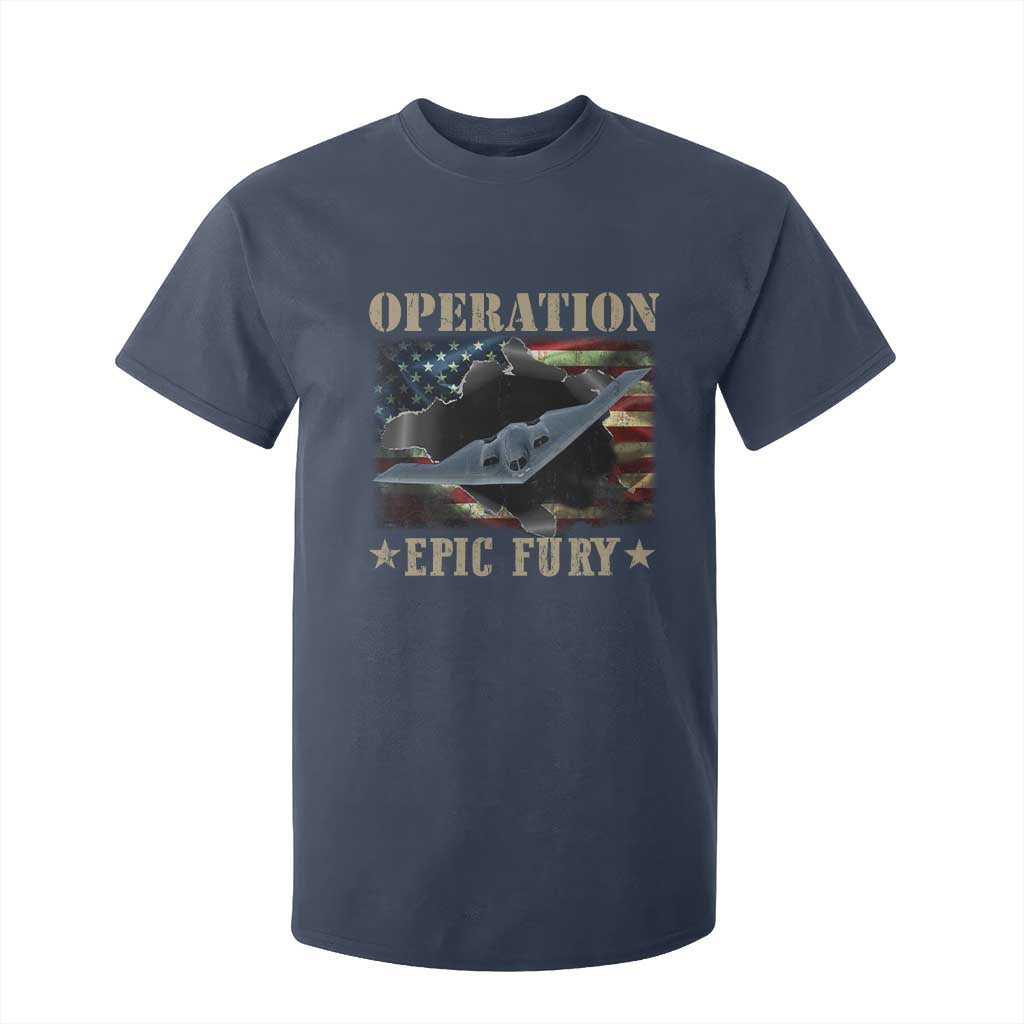 Operation Epic Fury T Shirt For Kid Military Bomber Jet American Flag TS11 Navy Print Your Wear