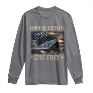 Operation Epic Fury Long Sleeve Shirt Military Bomber Jet American Flag TS11 Charcoal Print Your Wear