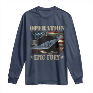 Operation Epic Fury Long Sleeve Shirt Military Bomber Jet American Flag TS11 Navy Print Your Wear