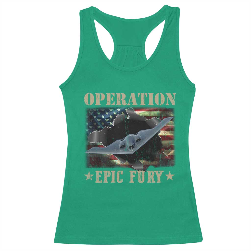 Operation Epic Fury Racerback Tank Top Military Bomber Jet American Flag TS11 Irish Green Print Your Wear