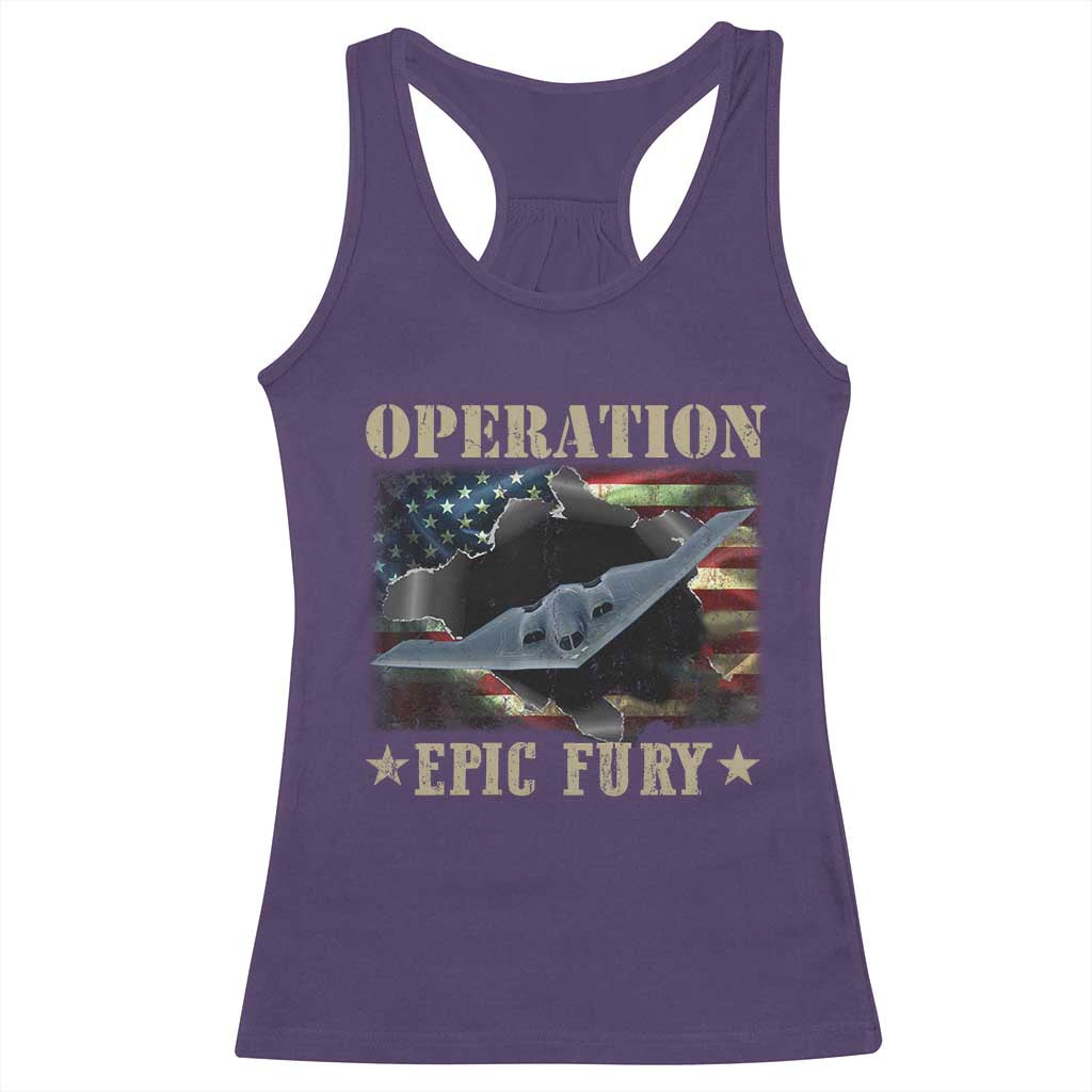 Operation Epic Fury Racerback Tank Top Military Bomber Jet American Flag TS11 Purple Print Your Wear