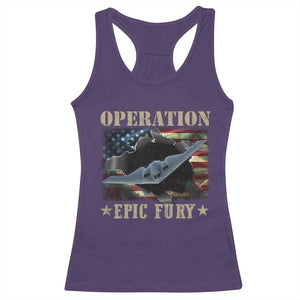 Operation Epic Fury Racerback Tank Top Military Bomber Jet American Flag TS11 Purple Print Your Wear