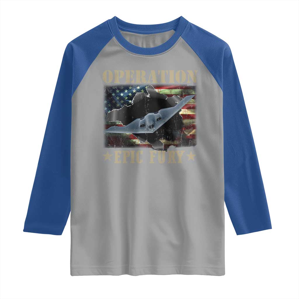 Operation Epic Fury Raglan Shirt Military Bomber Jet American Flag TS11 Sport Gray Royal Print Your Wear