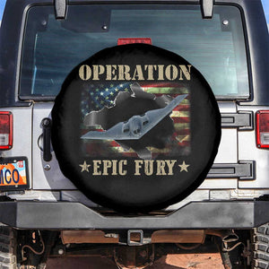 Operation Epic Fury Spare Tire Cover Military Bomber Jet American Flag TS11 No hole Black Print Your Wear