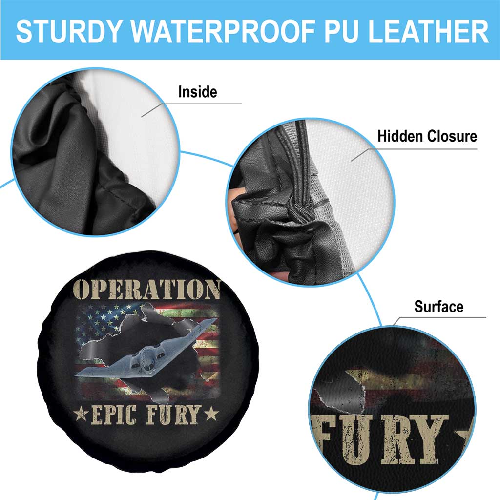 Operation Epic Fury Spare Tire Cover Military Bomber Jet American Flag TS11 Print Your Wear
