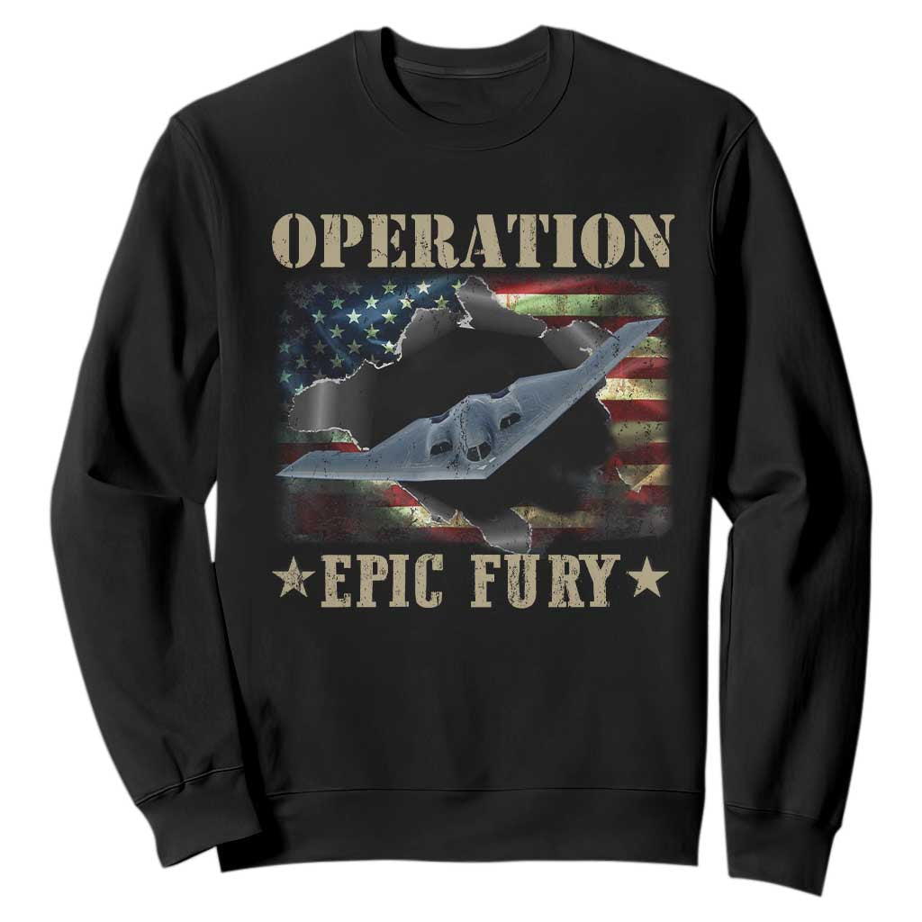Operation Epic Fury Sweatshirt Military Bomber Jet American Flag TS11 Black Print Your Wear