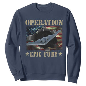 Operation Epic Fury Sweatshirt Military Bomber Jet American Flag TS11 Navy Print Your Wear
