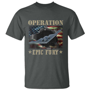 Operation Epic Fury T Shirt Military Bomber Jet American Flag TS11 Dark Heather Print Your Wear