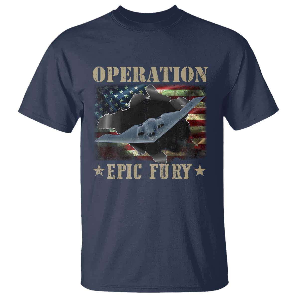 Operation Epic Fury T Shirt Military Bomber Jet American Flag TS11 Navy Print Your Wear