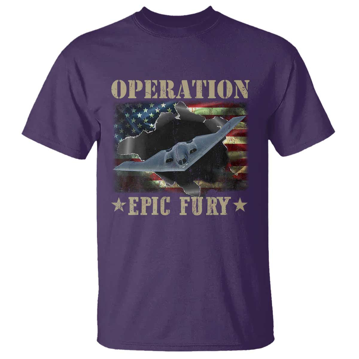 Operation Epic Fury T Shirt Military Bomber Jet American Flag TS11 Purple Print Your Wear