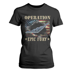 Operation Epic Fury T Shirt For Women Military Bomber Jet American Flag TS11 Black Print Your Wear