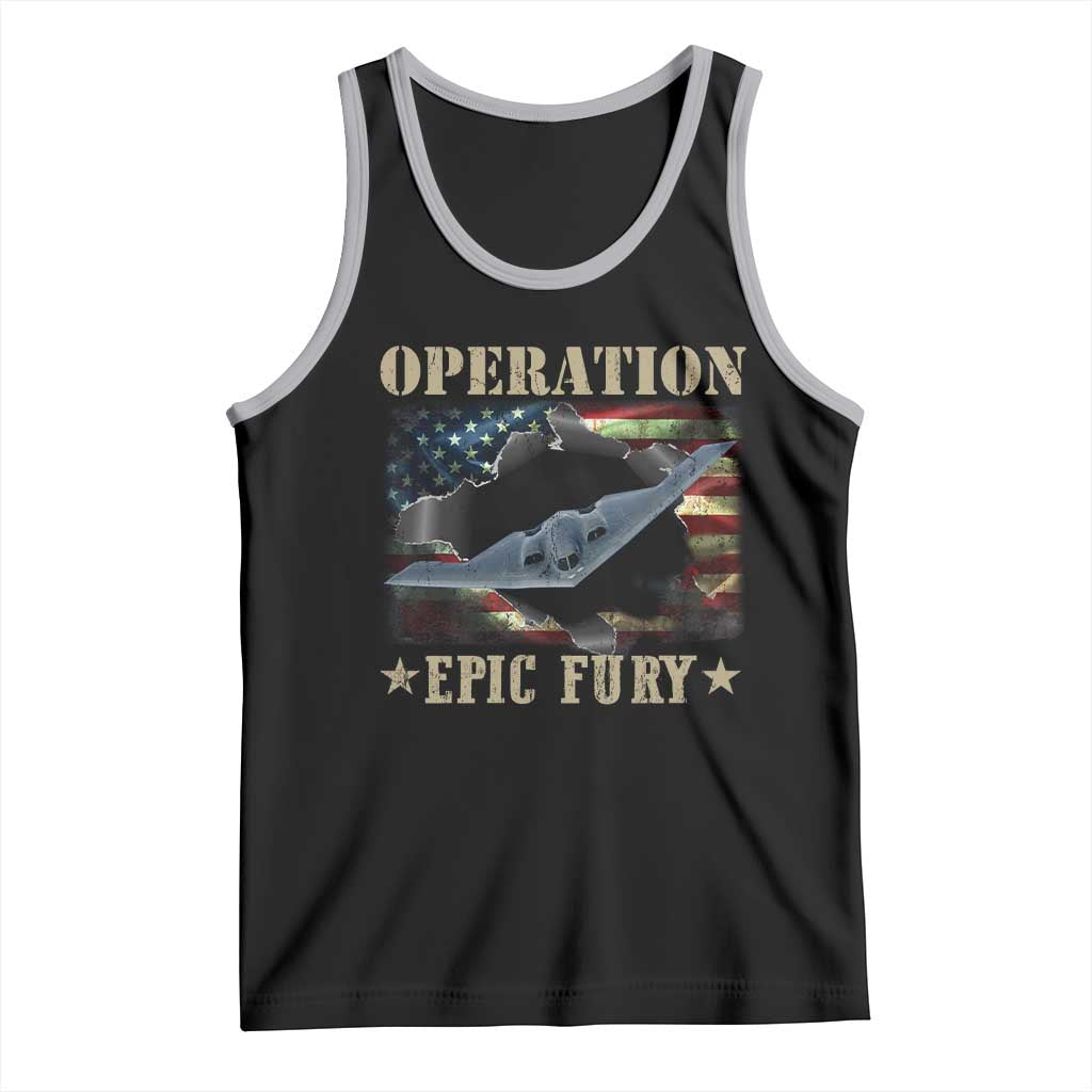 Operation Epic Fury Tank Top Military Bomber Jet American Flag TS11 Black Athletic Heather Print Your Wear
