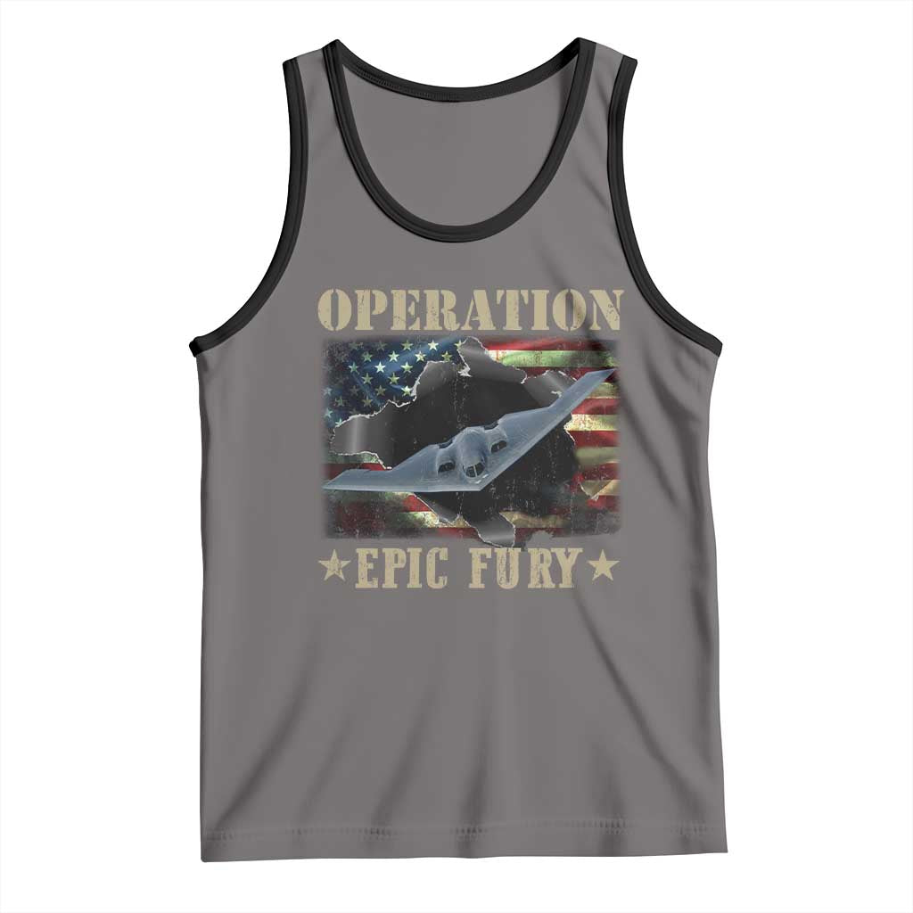 Operation Epic Fury Tank Top Military Bomber Jet American Flag TS11 Deep Heather Black Print Your Wear