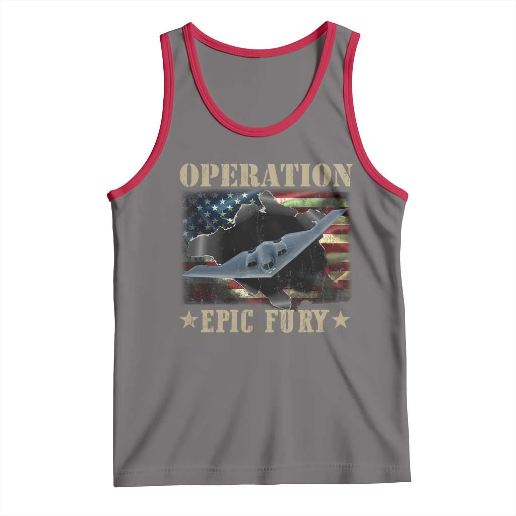 Operation Epic Fury Tank Top Military Bomber Jet American Flag TS11 Deep Heather Red Print Your Wear