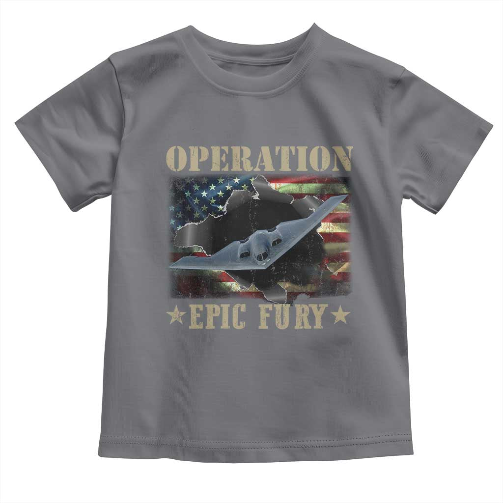 Operation Epic Fury Toddler T Shirt Military Bomber Jet American Flag TS11 Charcoal Print Your Wear
