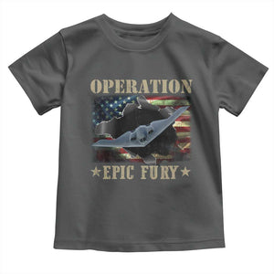 Operation Epic Fury Toddler T Shirt Military Bomber Jet American Flag TS11 Dark Heather Print Your Wear
